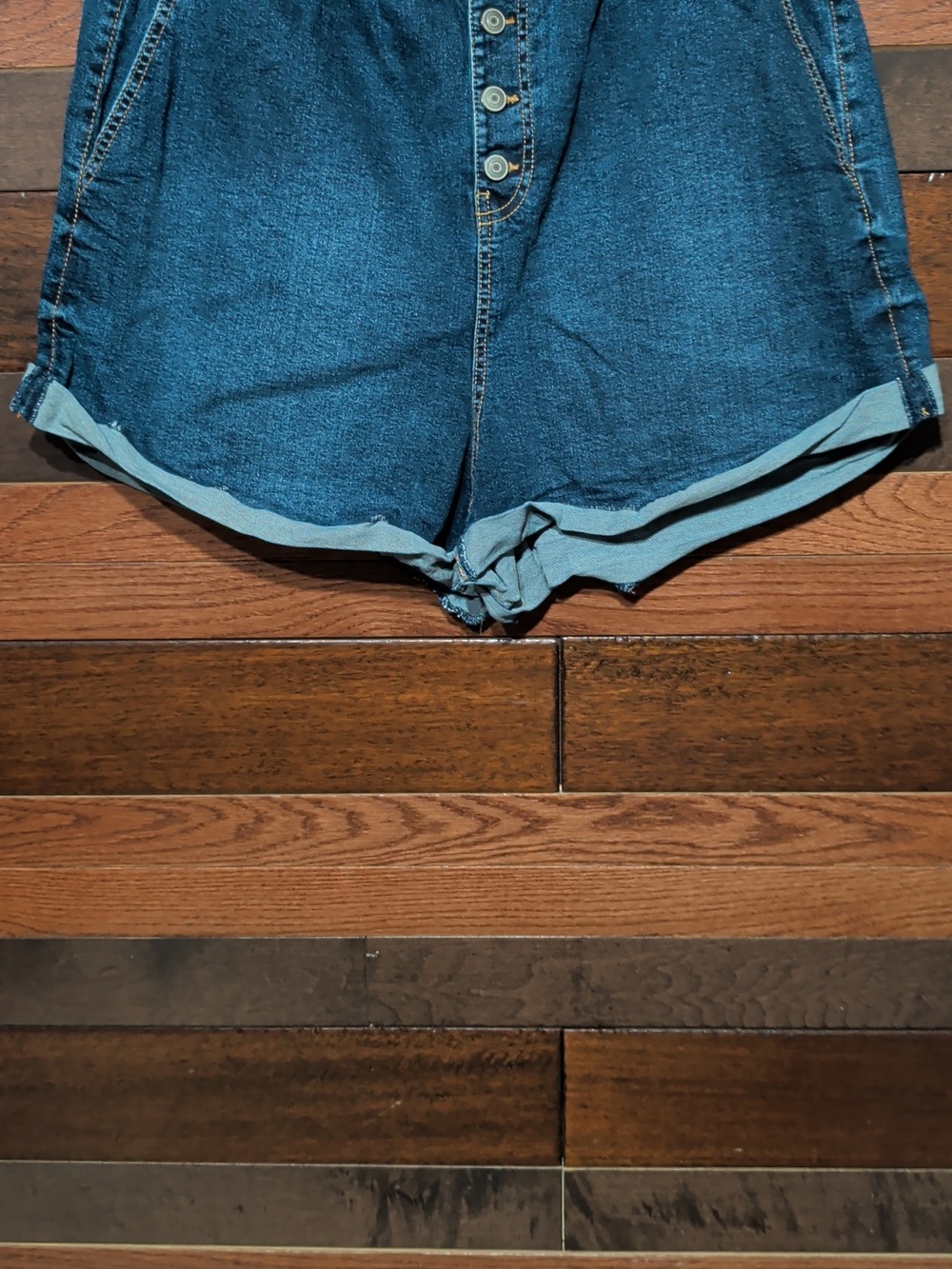 No Boundaries Dark Blue Denim Paperbag Waist Shorts - Picture 3 of 10